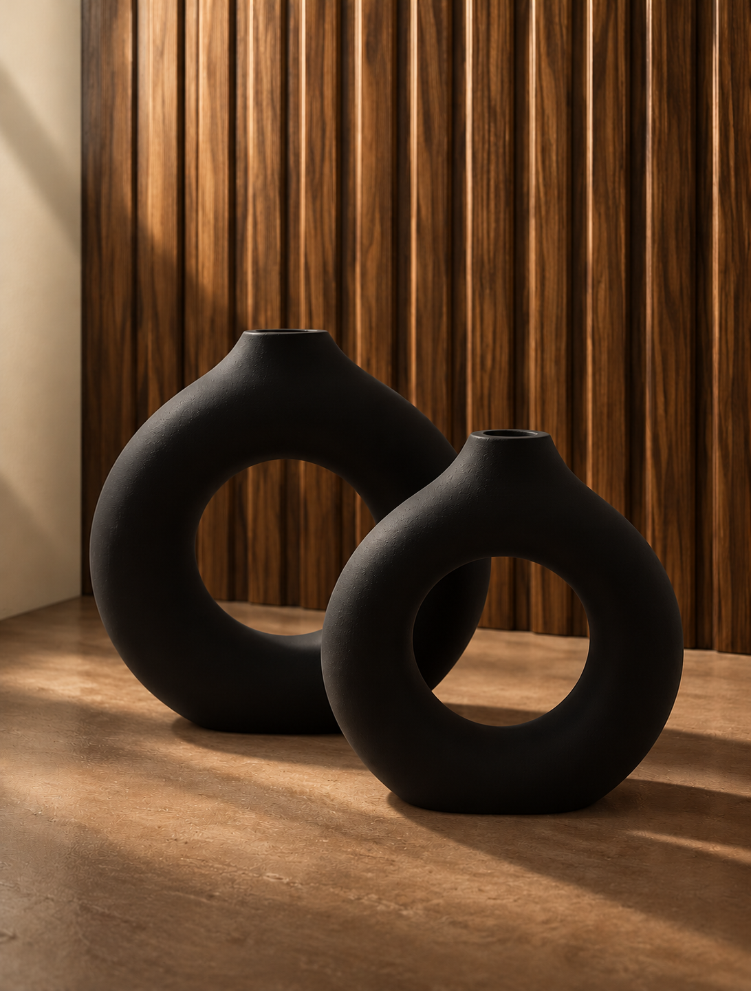 Black Donut Bud Vase Set of 2