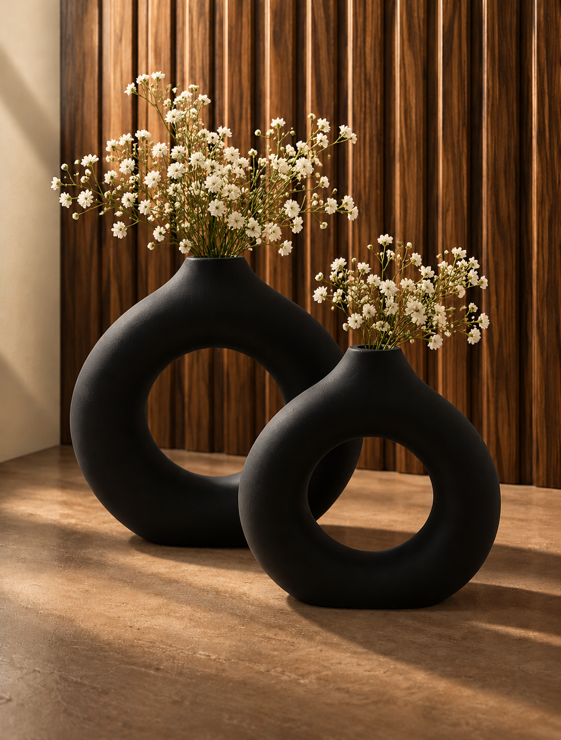 Black Donut Bud Vase Set of 2