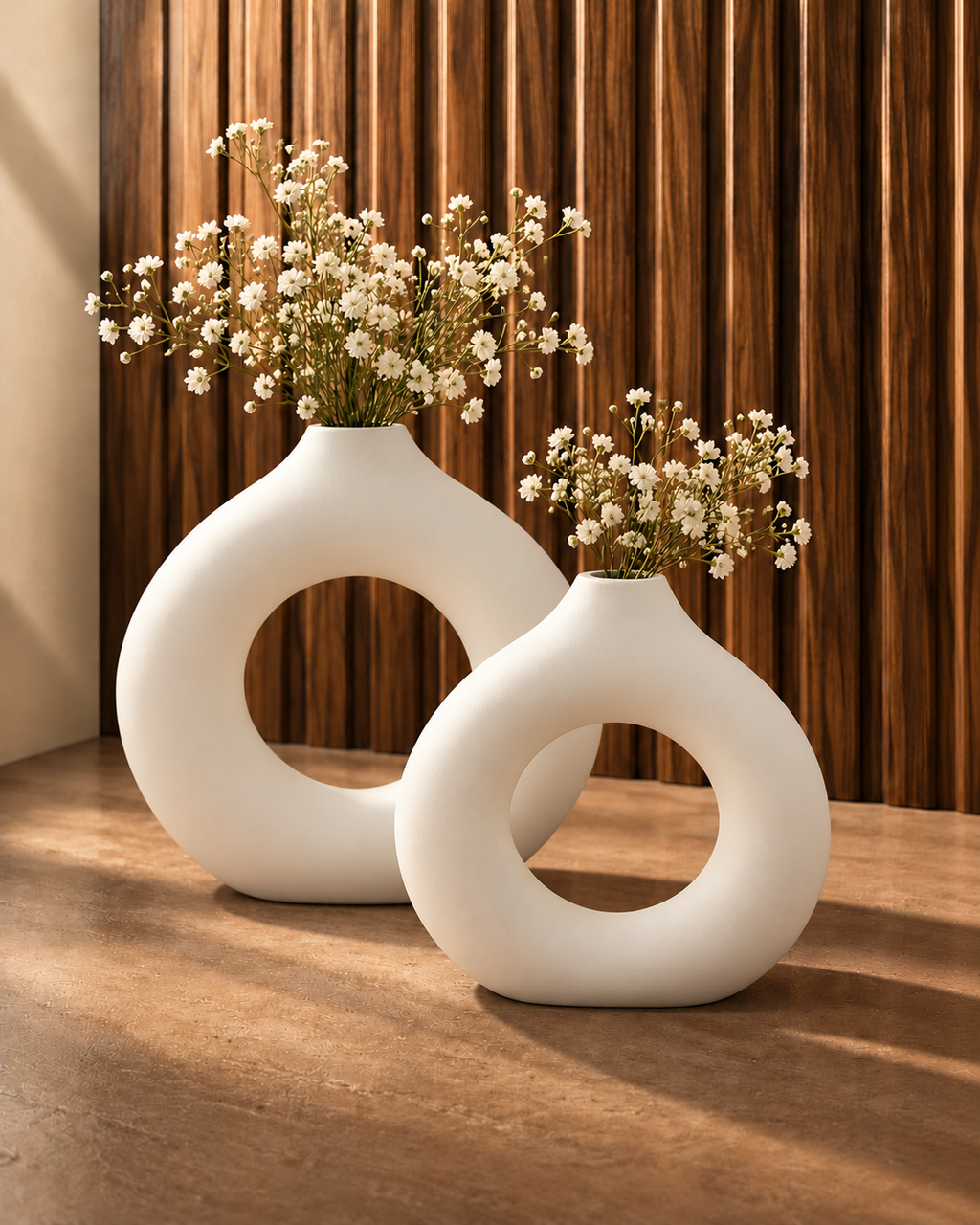 White Donut Bud Vase Set of 2