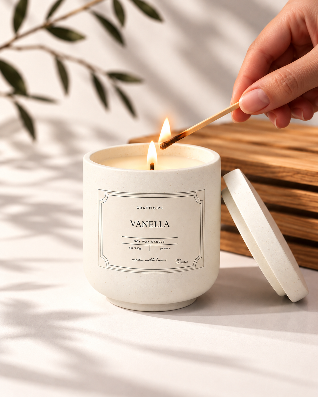 Vanilla Soy Wax Candle in Marble Jar