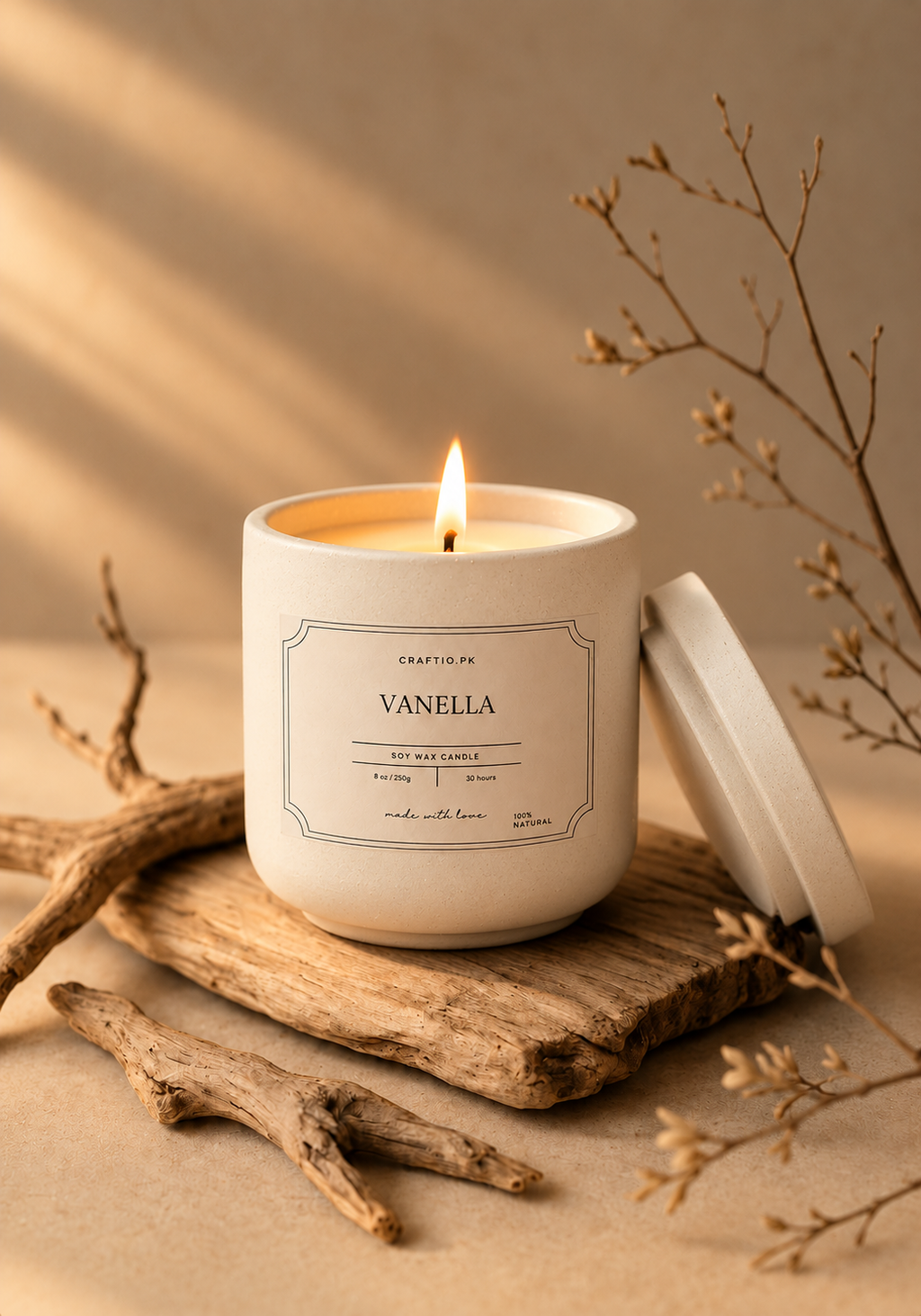 Vanilla Soy Wax Candle in Marble Jar
