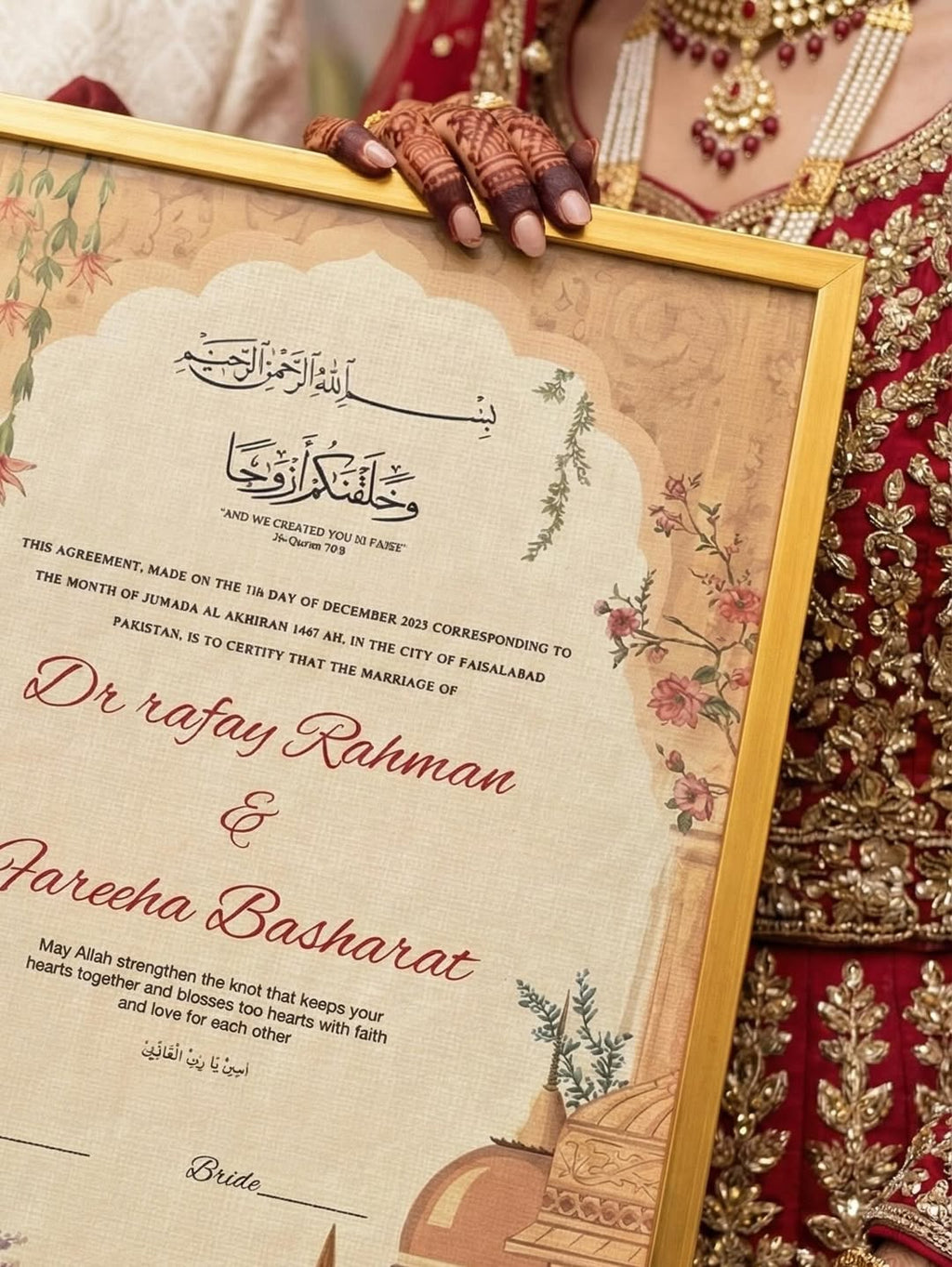 Vintage Gold Nikkah Certificate