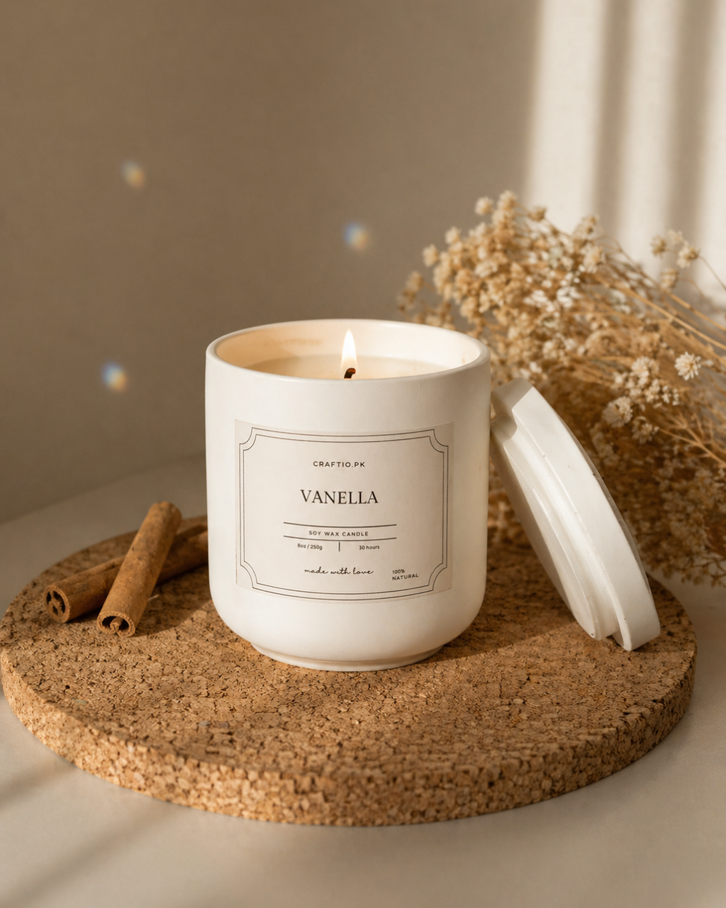 Vanilla Soy Wax Candle in Marble Jar