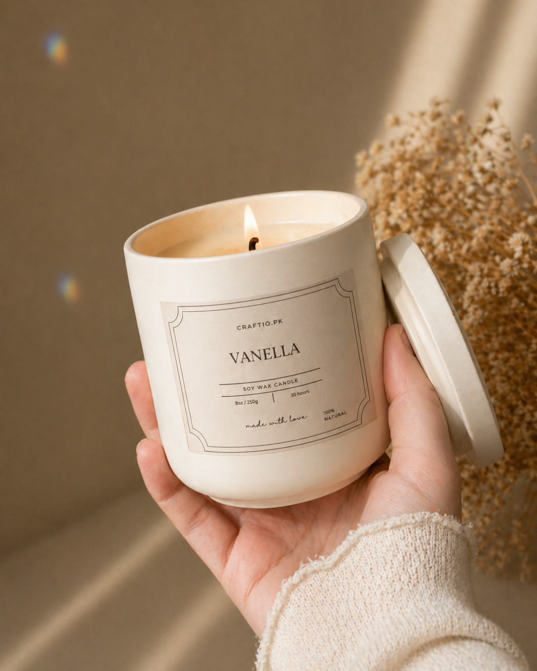 Vanilla Soy Wax Candle in Marble Jar