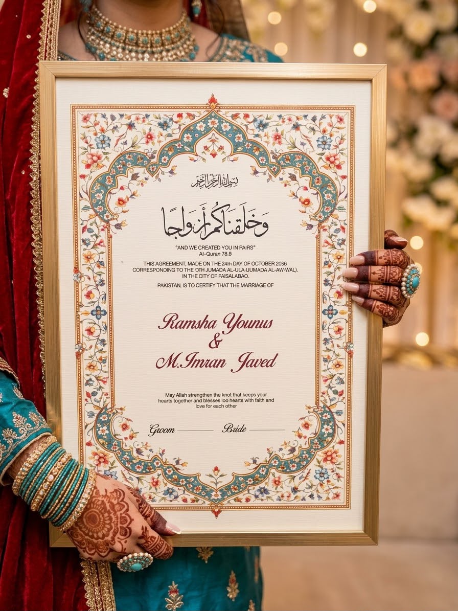 Royal Floral Nikkah Certificate