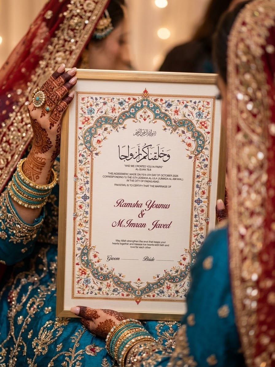Royal Floral Nikkah Certificate