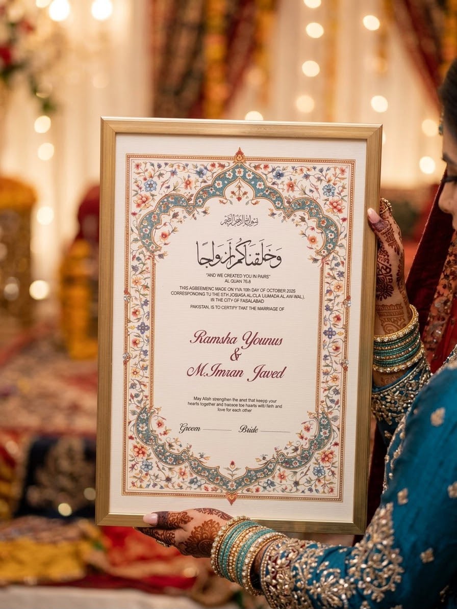 Royal Floral Nikkah Certificate